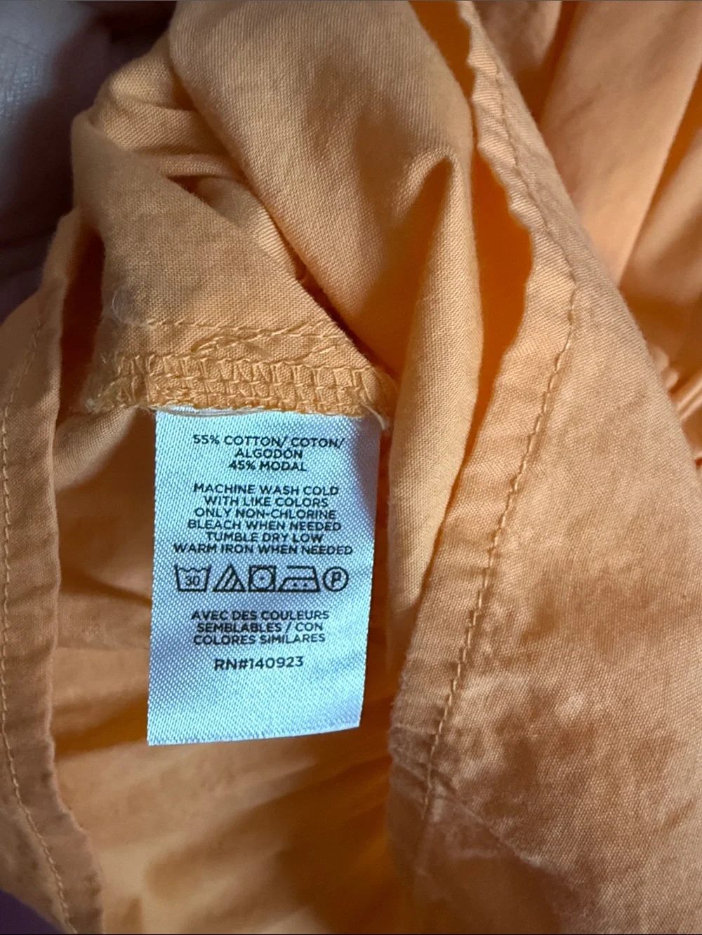 Orange Gathered Waist V-Neck Blouse